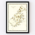 Vintage Map of Kodiak Island, AK 1805