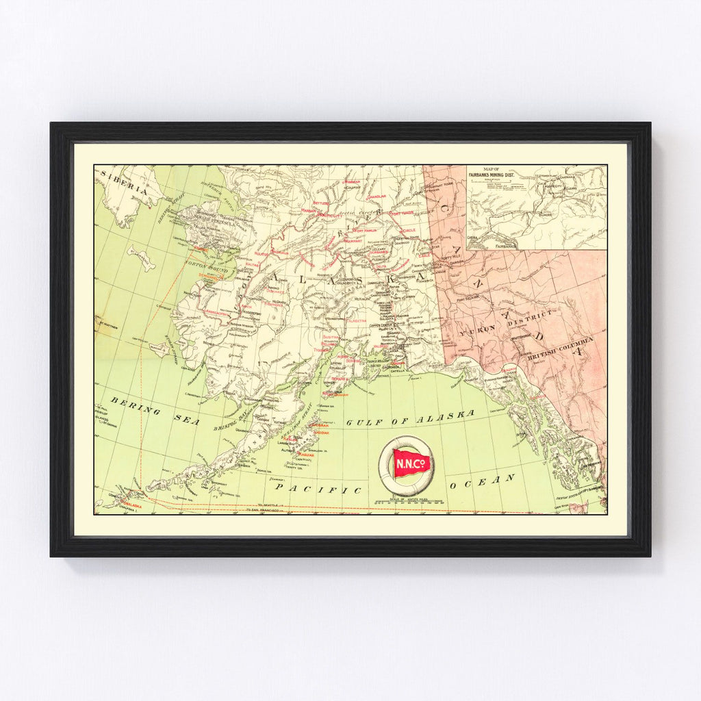 Vintage Map of Alaska Gold Fields 1910