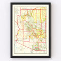 Vintage Map of Arizona 1909