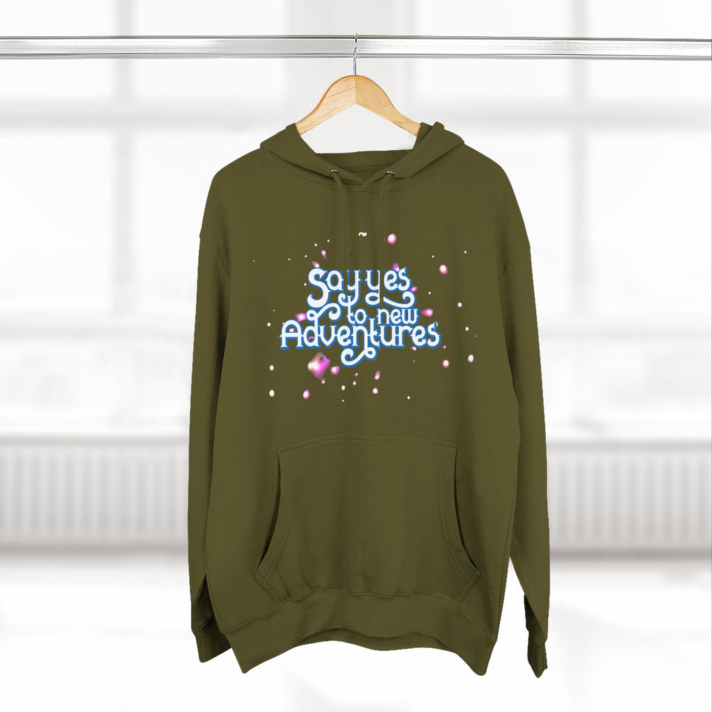 Hoodie — 'Say yes to New Adventures' Pastel Graphic Fleece Hoodie