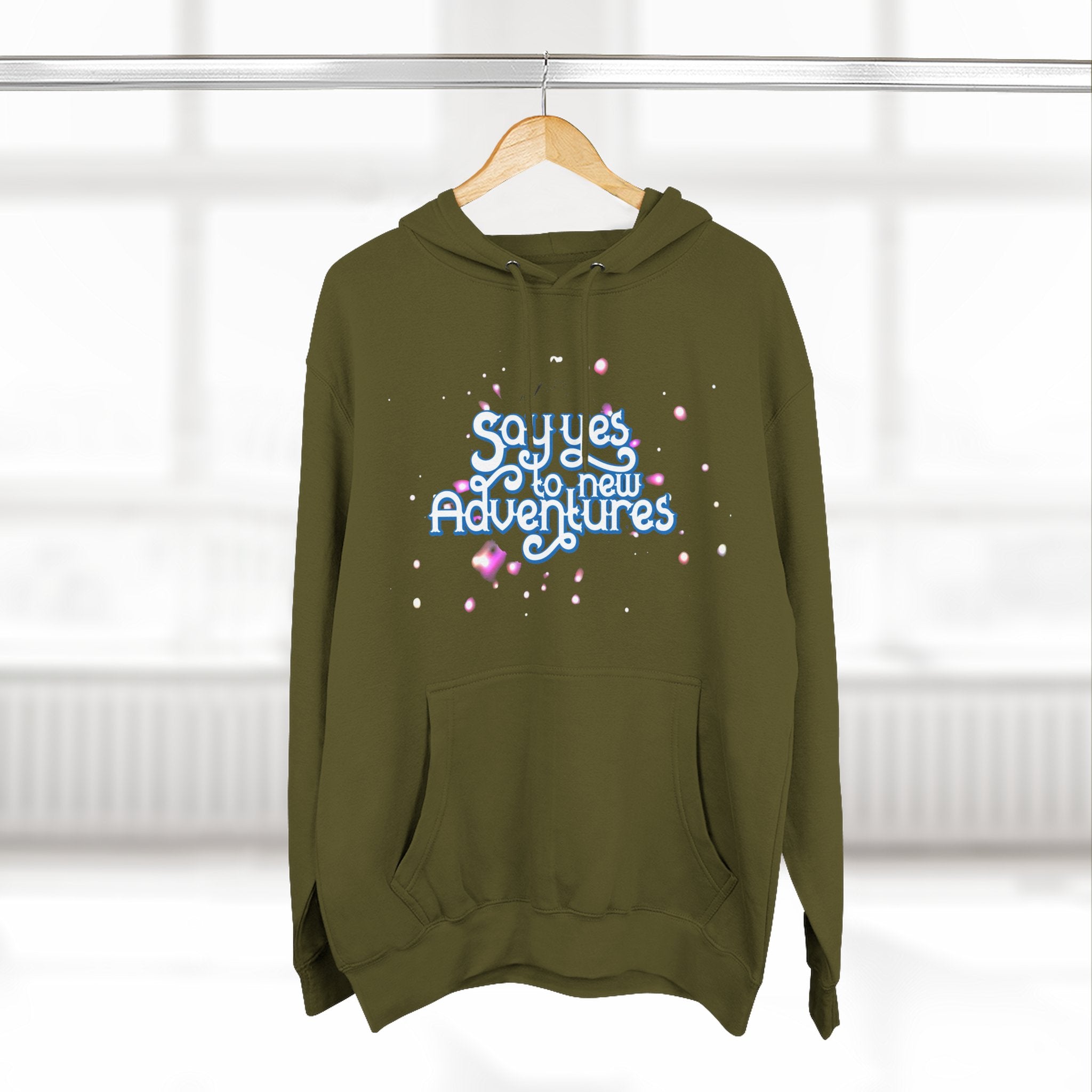Hoodie — 'Say yes to New Adventures' Pastel Graphic Fleece Hoodie