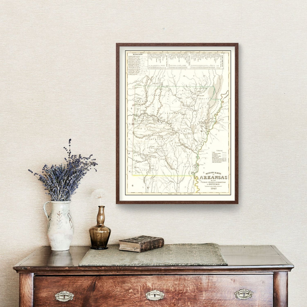 Vintage Map of Arkansas 1845