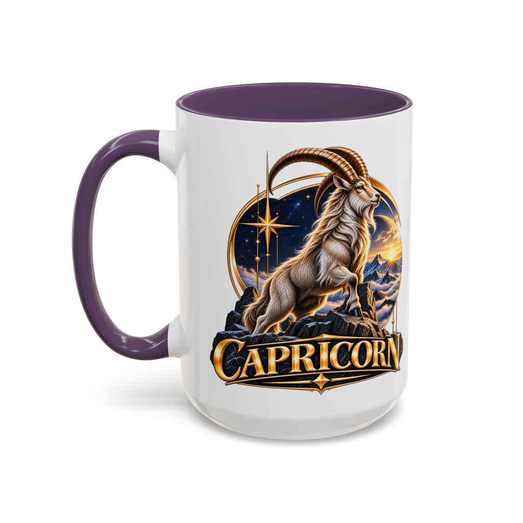 Capricorn Zodiac Coffee Mug — Astrological Goat Accent Mug (11/15oz)