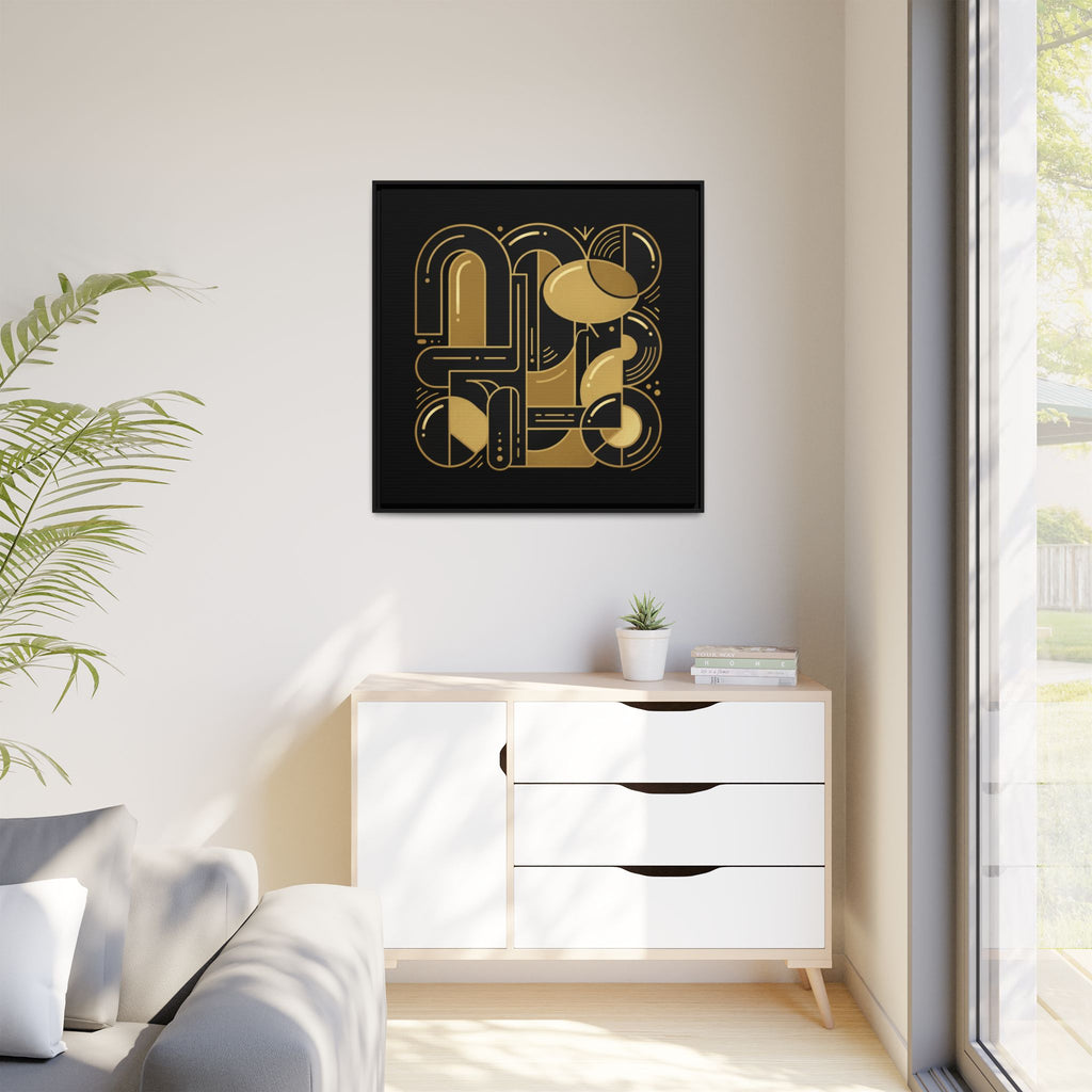 Gold Geometric Art Print — Framed Matte Canvas