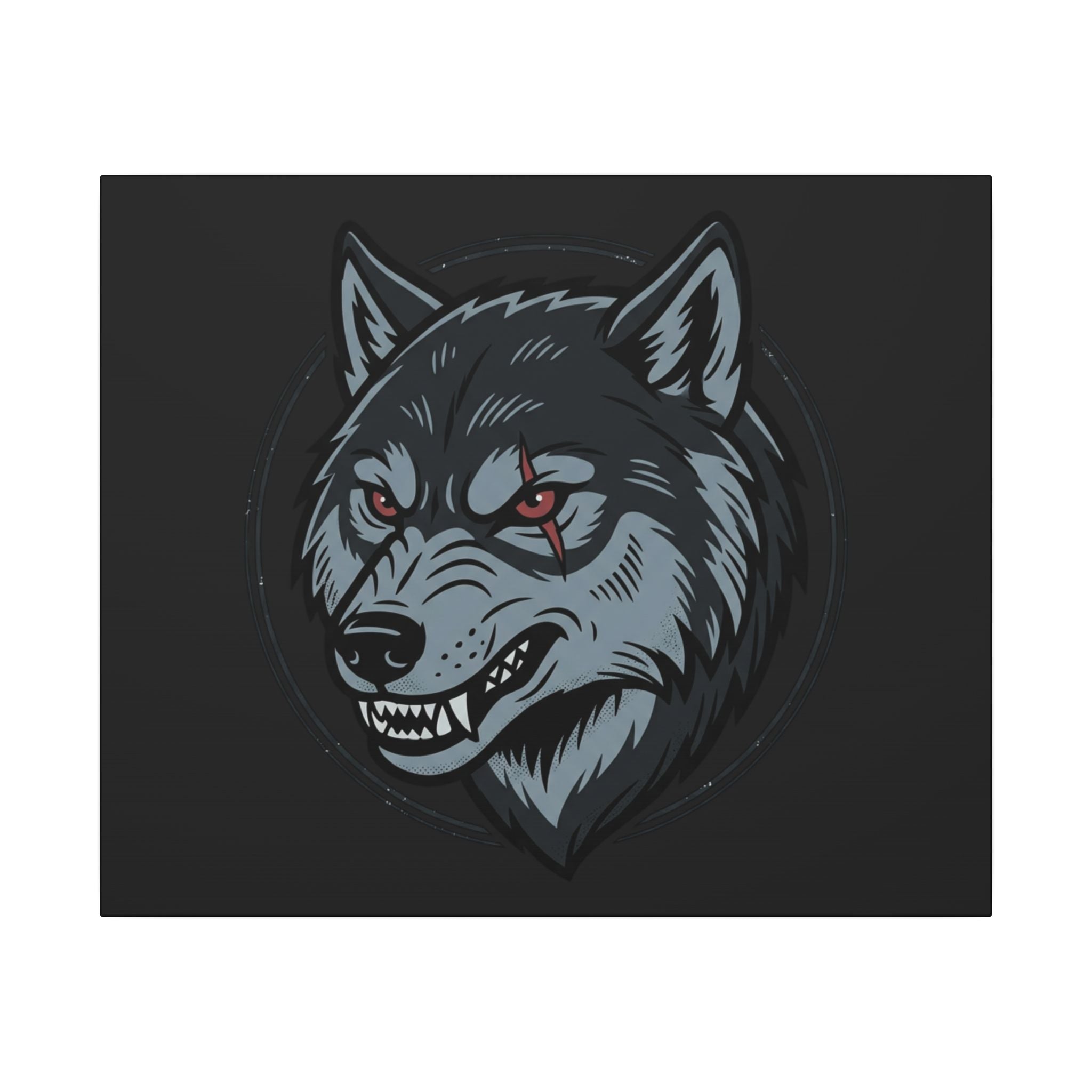 Wolf Head Canvas Wall Art — Fierce Gray Wolf Portrait Matte Stretched