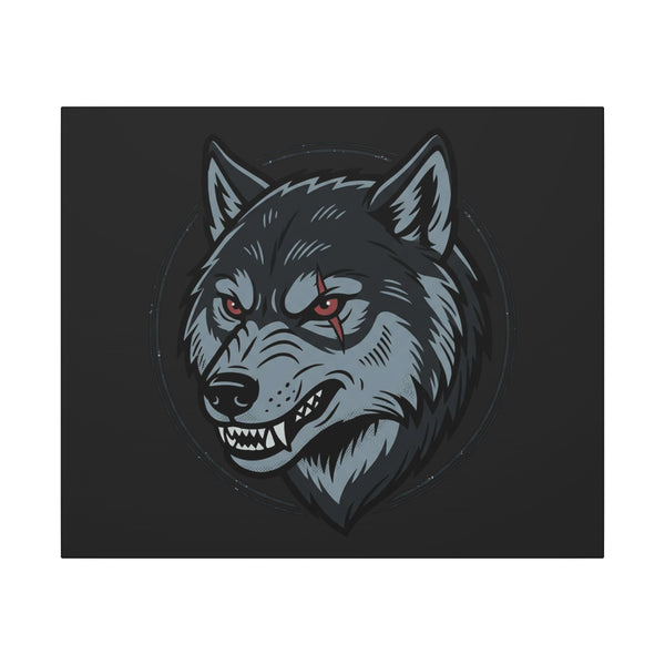 Wolf Head Canvas Wall Art — Fierce Gray Wolf Portrait Matte Stretched