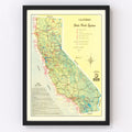 Vintage California State Park Map 1956