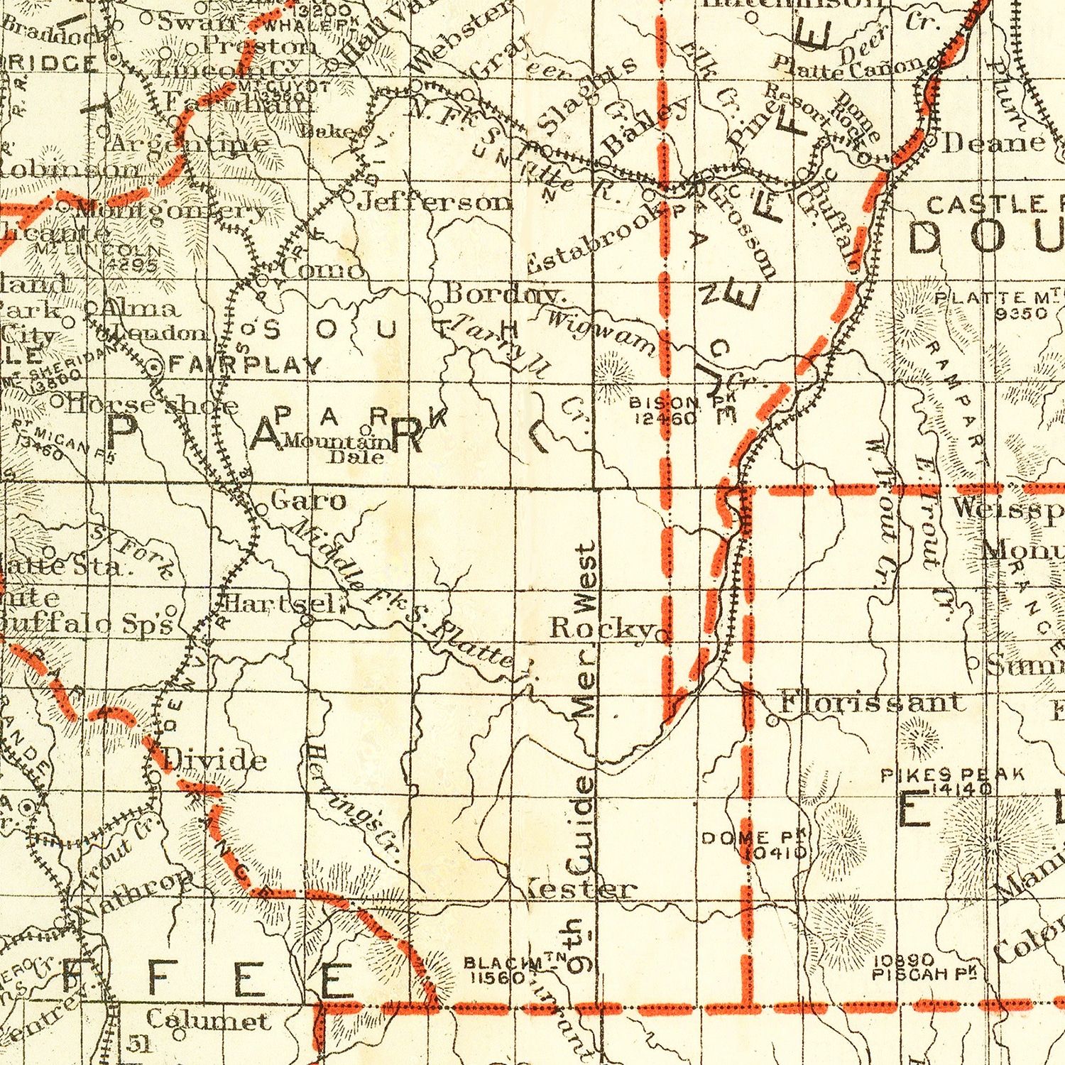 Vintage Map of Colorado 1884
