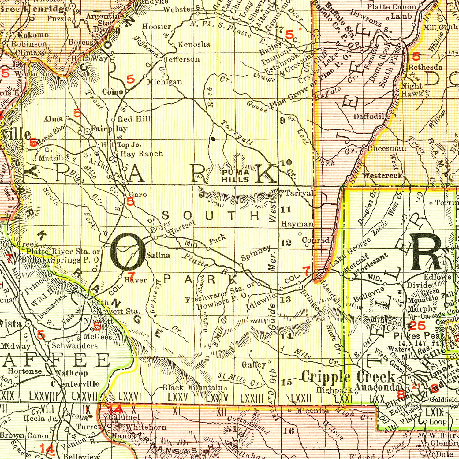 Vintage Map of Colorado 1908