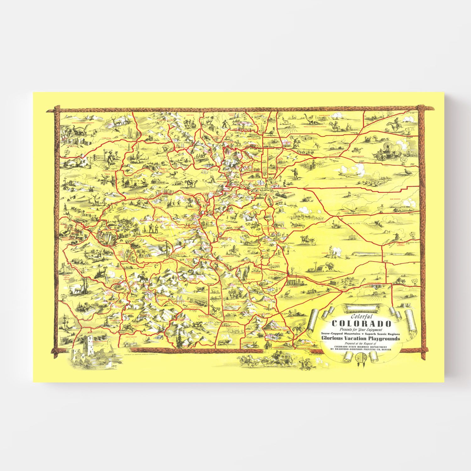 Vintage Map of Colorado 1941