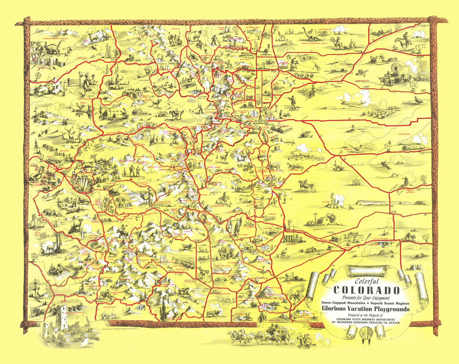 Vintage Map of Colorado 1941