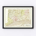 Vintage Map of Connecticut 1856