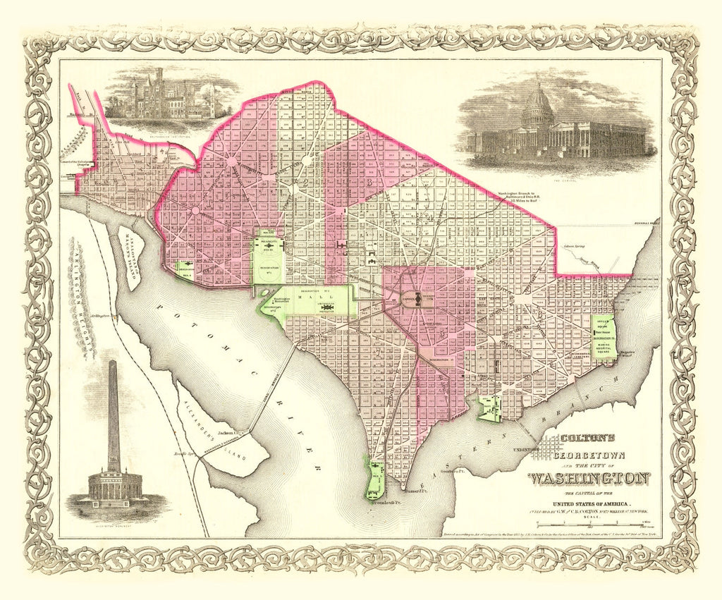 Vintage Map of Washington, DC 1866