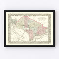 Vintage Map of Washington, DC 1878