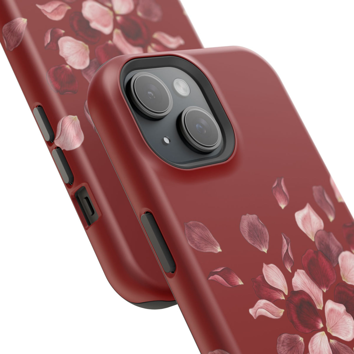 Phone Case — Red Floral Petal Magnetic Impact-Resistant Cover