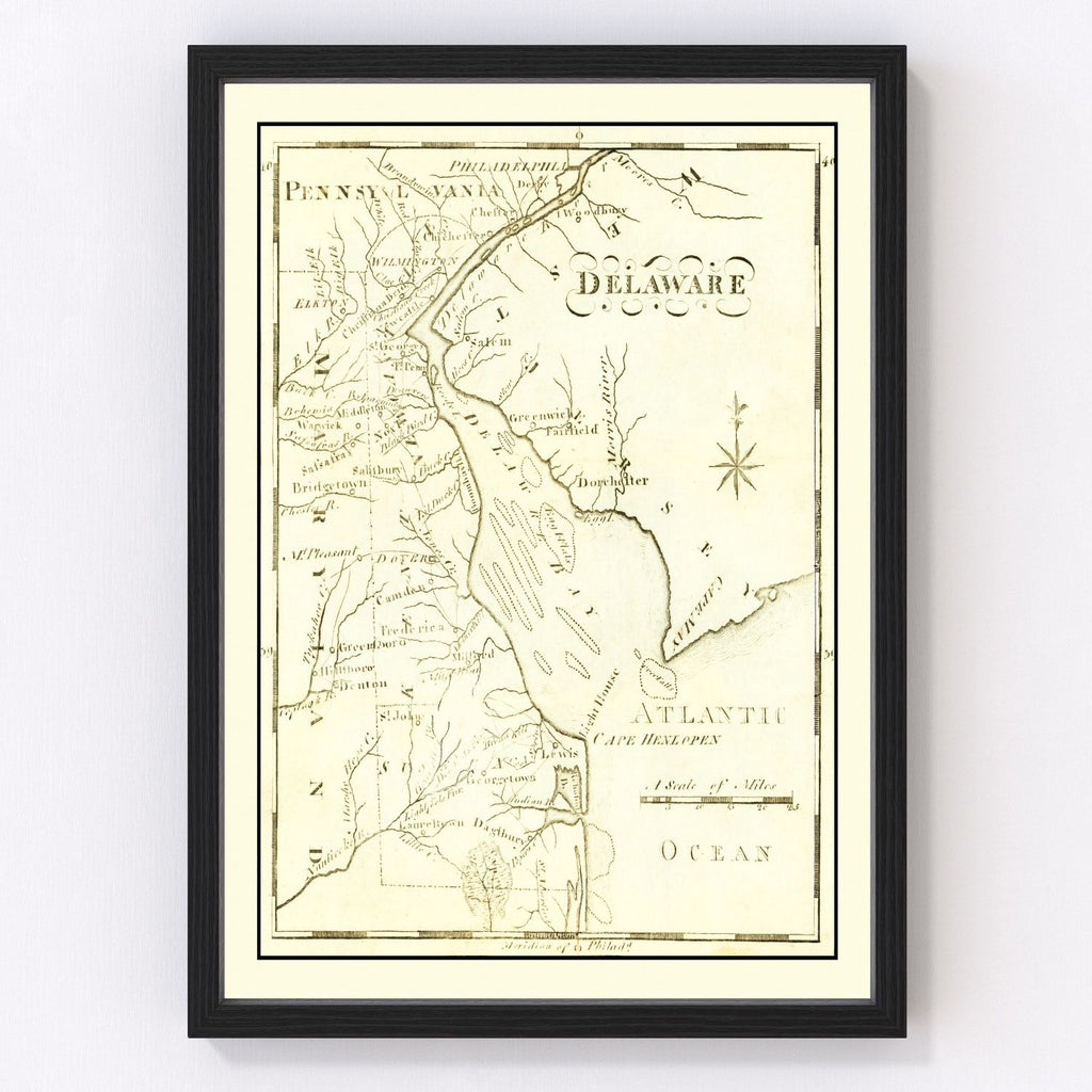 Vintage Map of Delaware 1795