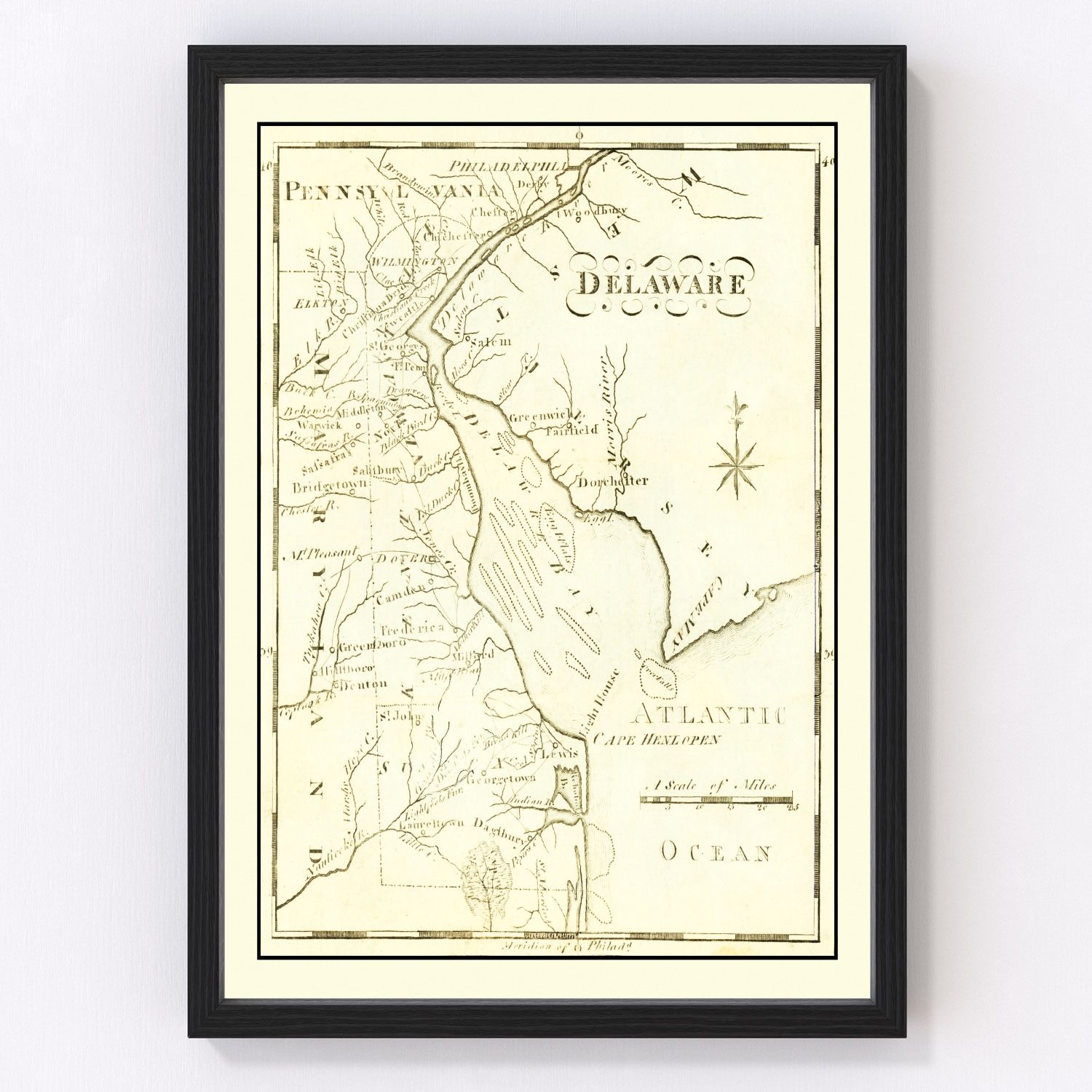 Vintage Map of Delaware 1795