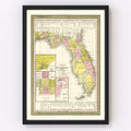 Vintage Map of Florida 1854