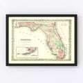 Vintage Map of Florida 1855