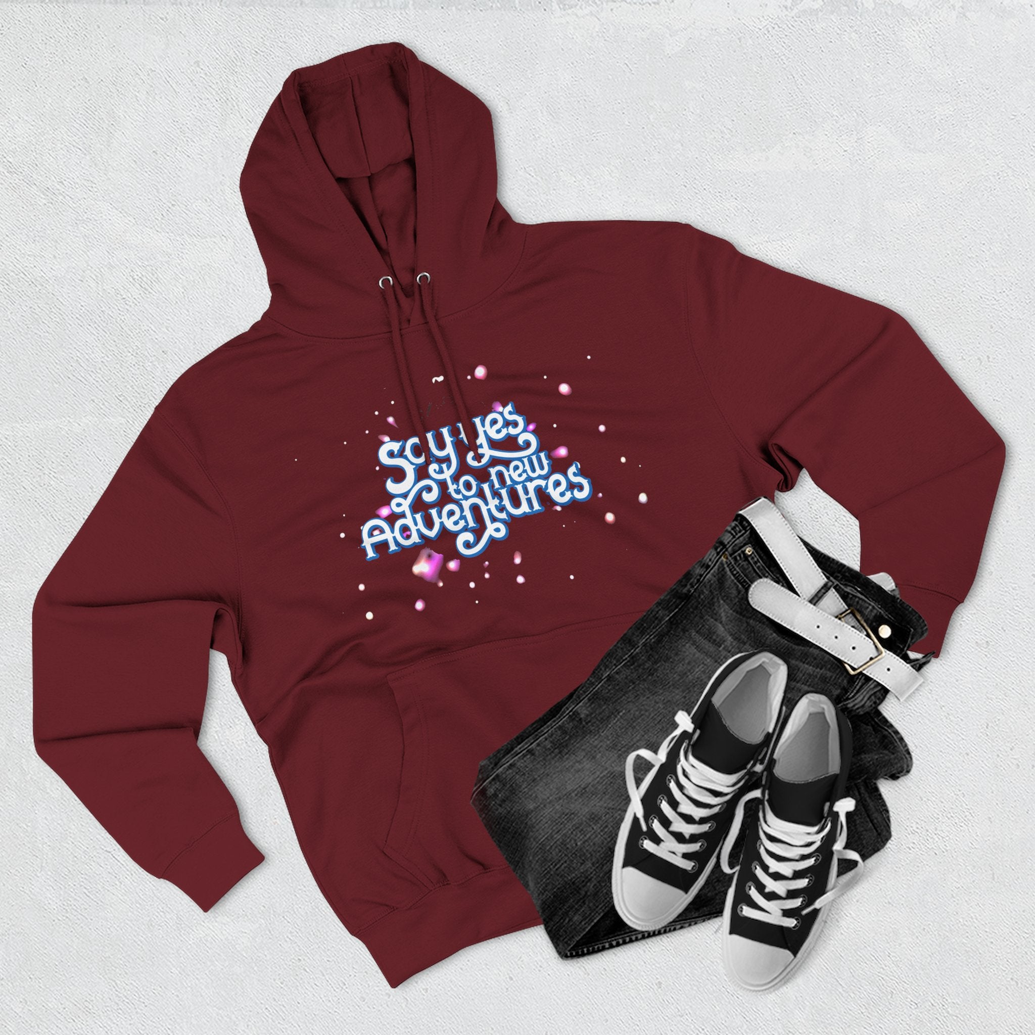Hoodie — 'Say yes to New Adventures' Pastel Graphic Fleece Hoodie
