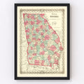 Vintage Map of Georgia 1859
