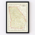 Vintage Railroad Map of Georgia 1884
