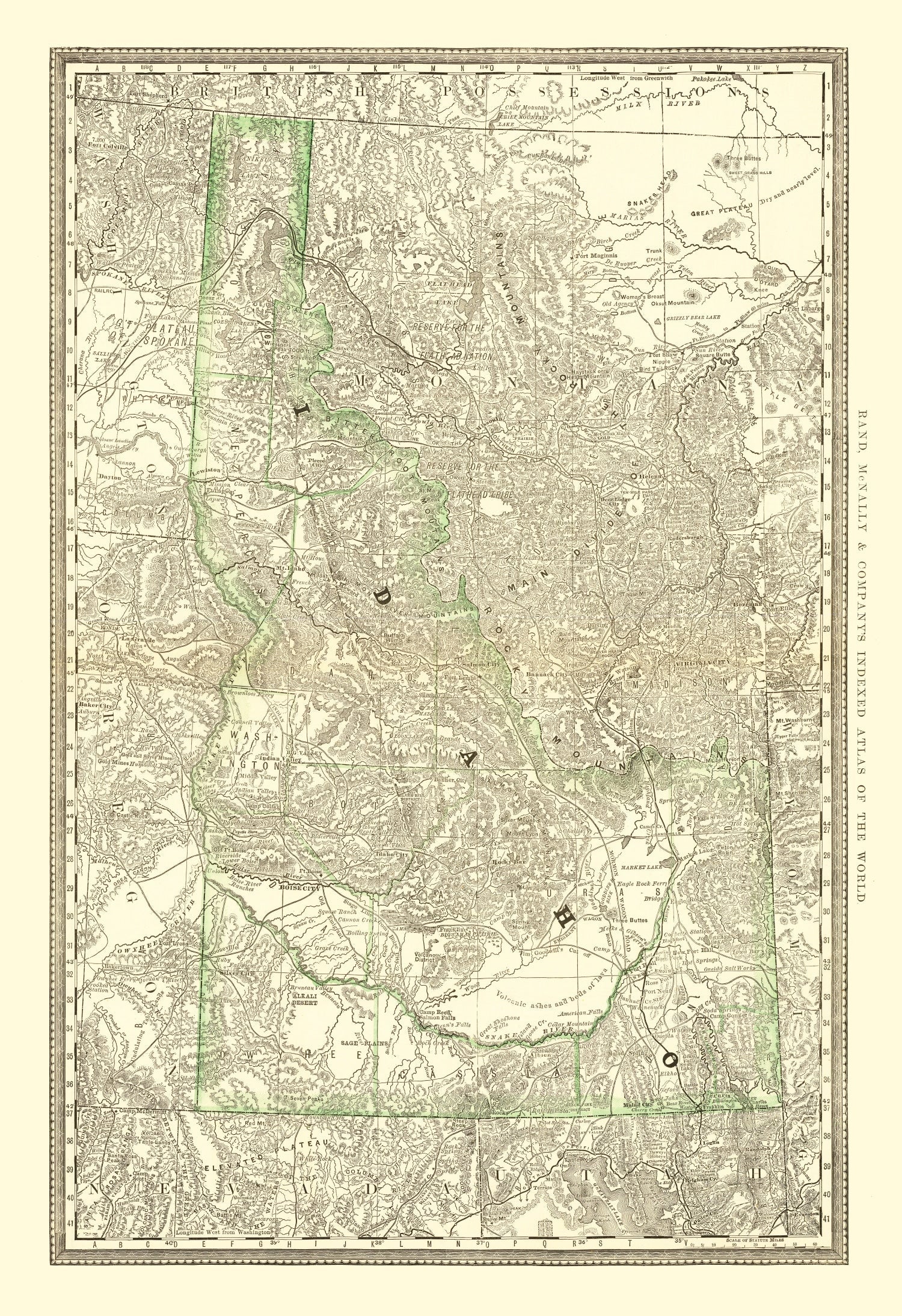 Vintage Map of Idaho 1884