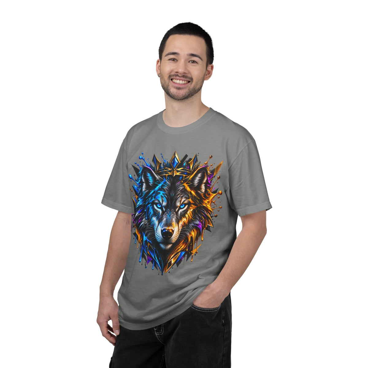 Wolf Head Graphic T-Shirt — Colorful Splash Art Tee