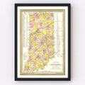 Vintage Map of Indiana 1847