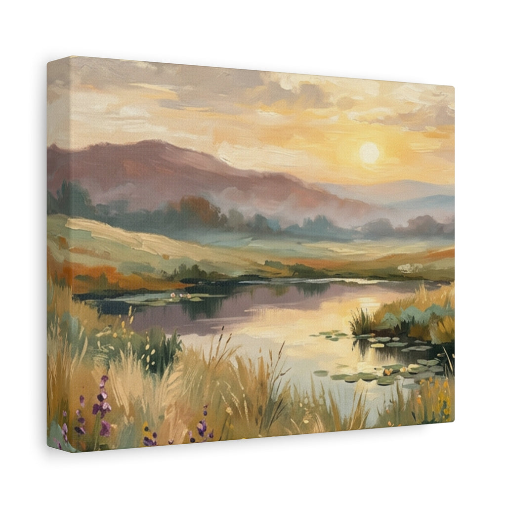 Sunset Meadow Canvas Wall Art — Stretched Matte Landscape Print