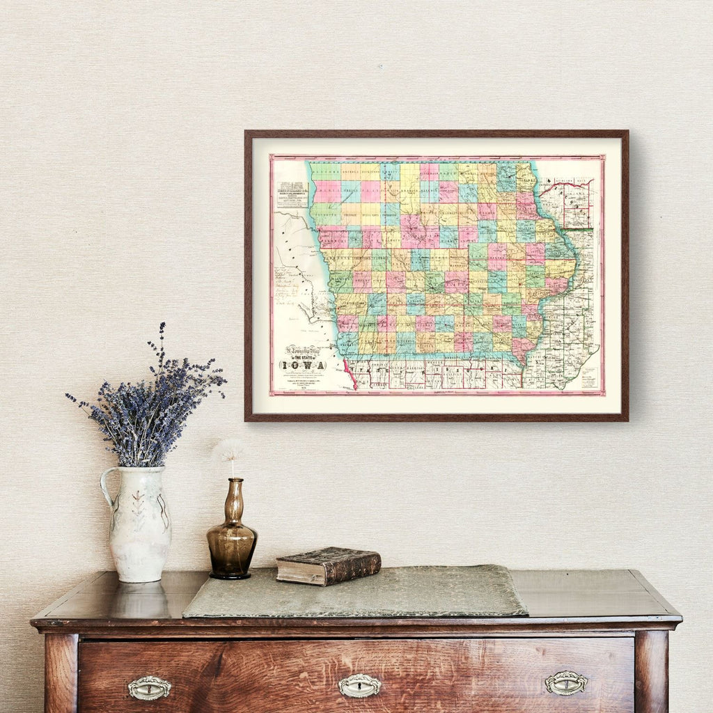 Vintage Map of Iowa 1855