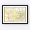 Vintage Map of Iowa 1855