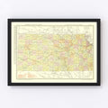 Vintage Map of Kansas 1917