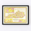 Vintage Map of Kentucky 1847