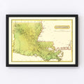 Vintage Map of Louisiana 1816