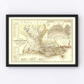 Vintage Map of Louisiana 1845