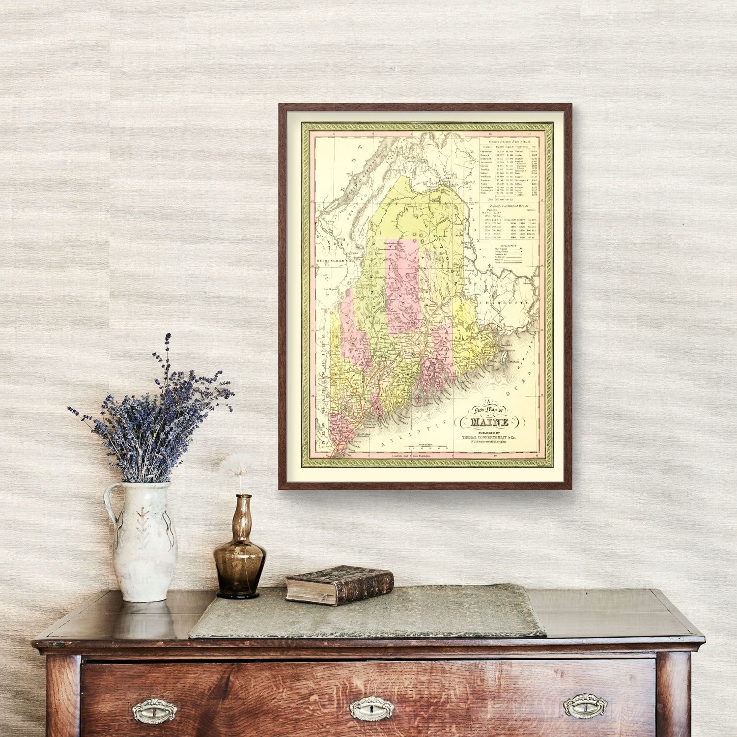 Vintage Map of Maine 1855