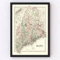 Vintage Map of Maine 1875