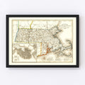 Vintage Map of Massachusetts 1846