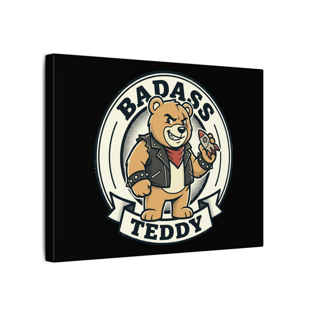 Badass Teddy Canvas Wall Art — Edgy Teddy Bear Stretched Matte Print