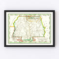 Vintage Map of Mississippi 1814