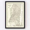 Vintage Map of Mississippi 1842