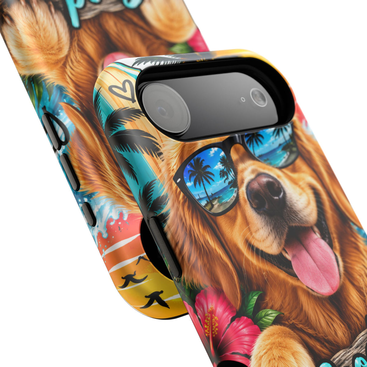 Phone Case — 'Good Vibes Only' Tropical Dog Impact-Resistant Case