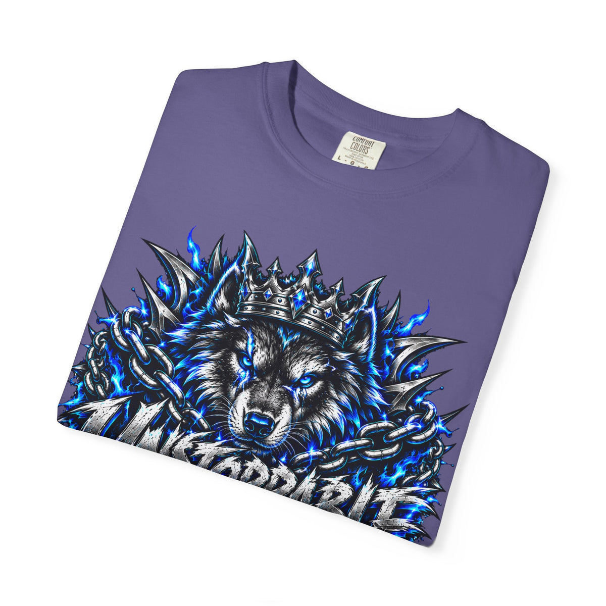Wolf 'Unstoppable' Graphic Tee — Bold Blue Crowned Wolf Shirt