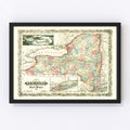 Vintage Map of New York 1854