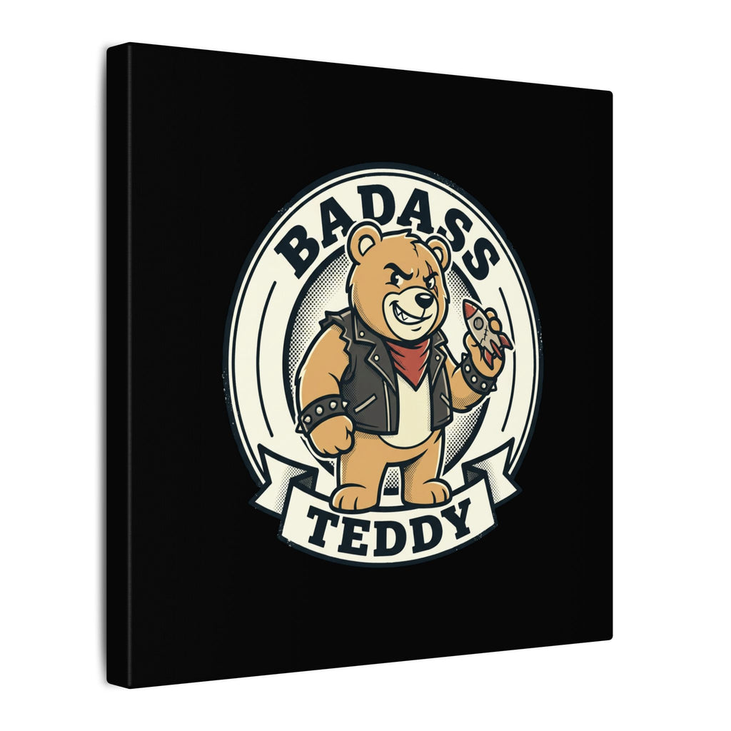 Badass Teddy Canvas Wall Art — Edgy Teddy Bear Stretched Matte Print