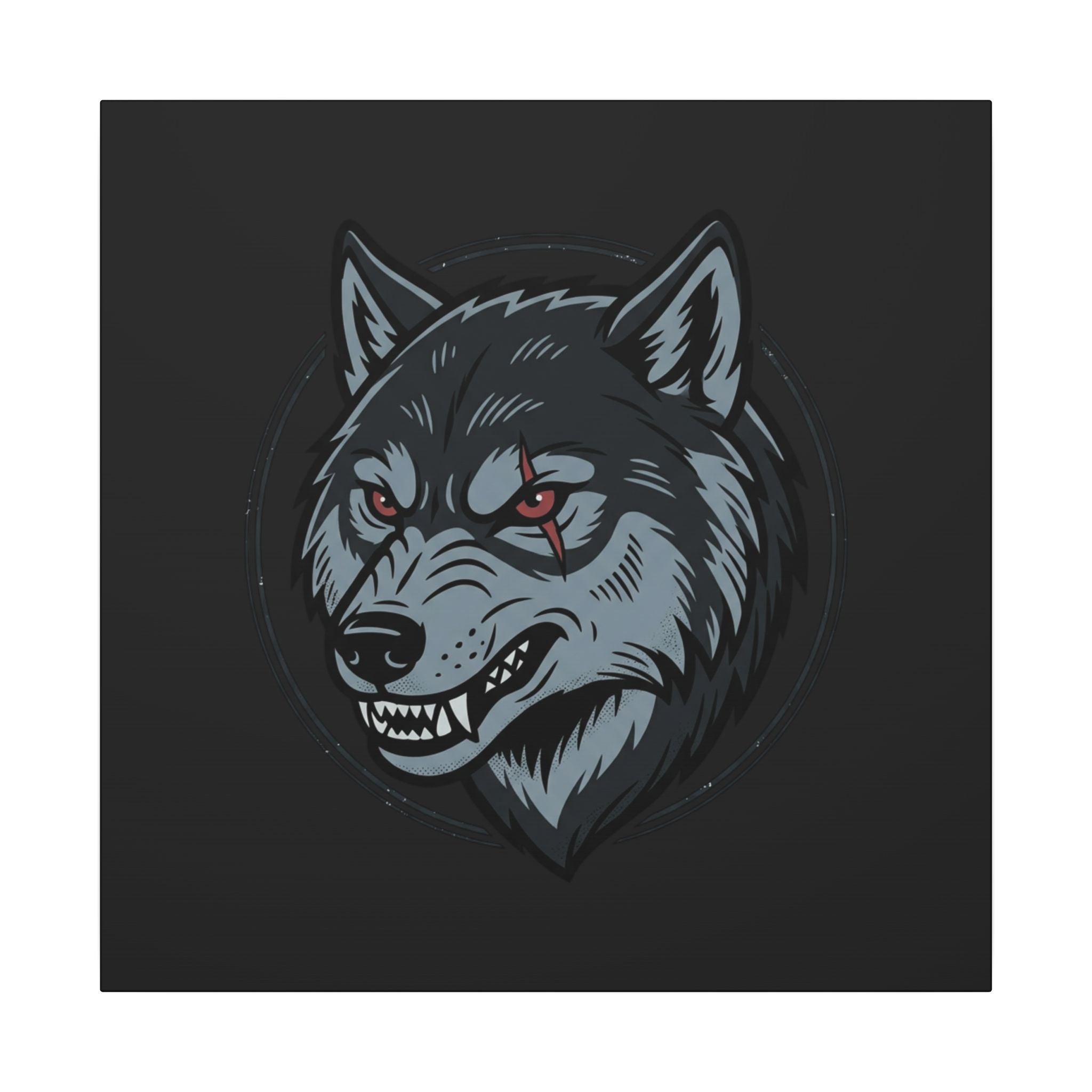 Wolf Head Canvas Wall Art — Fierce Gray Wolf Portrait Matte Stretched