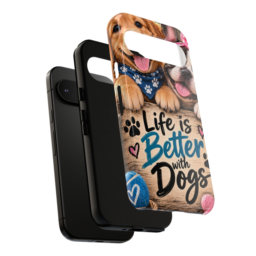 Phone Case — "Life Is Better with Dogs" Cute Pawprint Dog Lover Protective Case