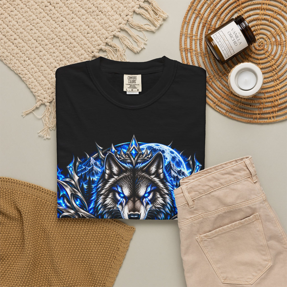 Conqueror Wolf Graphic T-Shirt — Fierce Blue Wolf Design