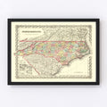 Vintage Map of North Carolina 1856